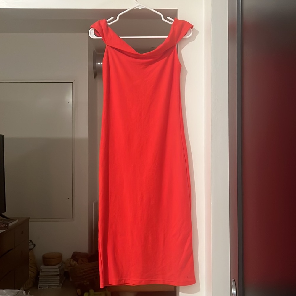 Zara Red Off Shoulder Midi Dress